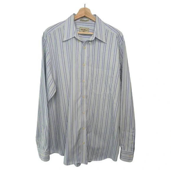 Eddie Bauer Men's Wrinkle Resistant Striped Button Down Dress Shirt Size LT - Picture 2 of 16